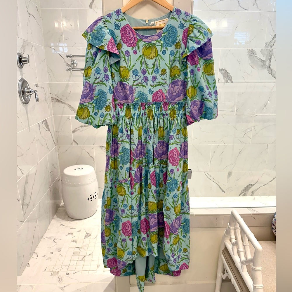 Floral Ruffle Sleeve Dress - Multicolor